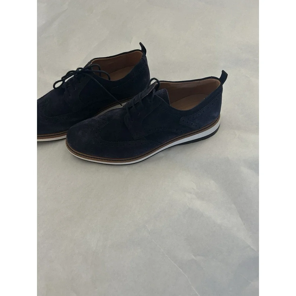 Clarks Mens Chantry‎ Wing Navy Blue Suede Leather Wingtip Oxfords 9 Casual NWOB